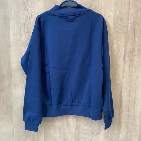 Parke Navy Crew Sweatshirt with Orange Collegiate Letters - Picture 3 of 7